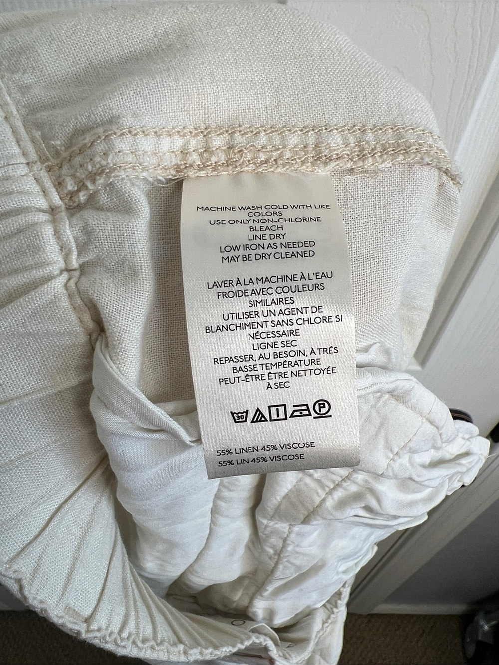 Pilcro Slim Linen Blend Beach Cargo Pants cream XL - Picture 10 of 11